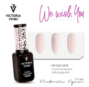 Victoria Vynn  Gellak Victoria Vynn Salon Collectie - 263 Love - 8 ml. - Lichtroze - Semi-transparant milky beige pink - Ideaal voor french manicure