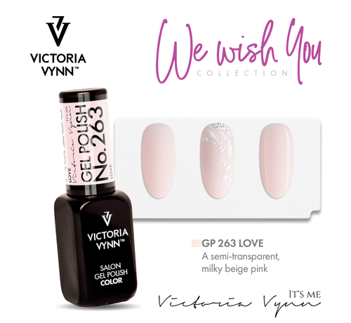 Victoria Vynn  Victoria Vynn Gellak - Gel Nagellak - Salon Gel Polish Color - 263 Love - 8 ml. - Lichtroze - Semi-transparant milky beige pink - Ideaal voor french manicure