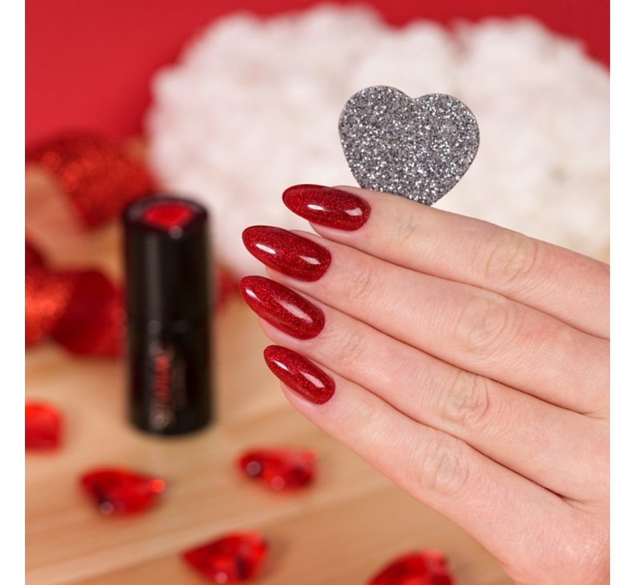 Gellak Rood Glitter Semilac | 347 Pretty Red Glitter | Gel Nagellak | 7 ml