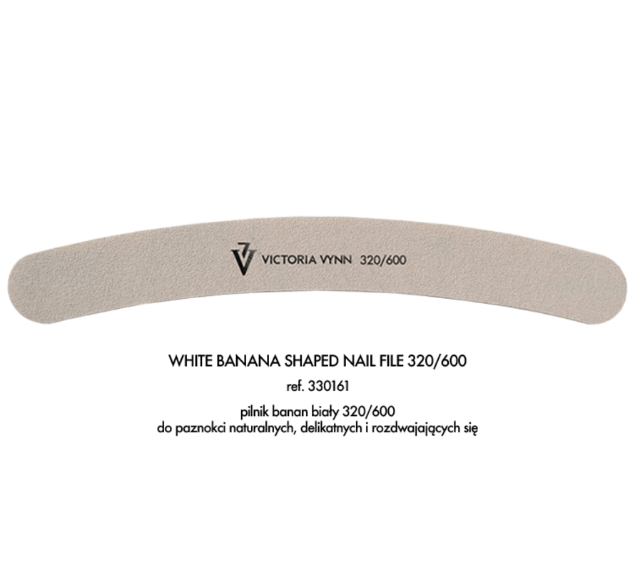 Victoria Vynn™ White banana shaped nail file 320/600
