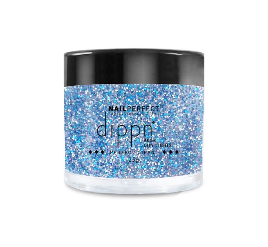 Dip poeder voor nagels | Dippn Nailperfect | 056 City Lights | 25gr | Blauw Glitter