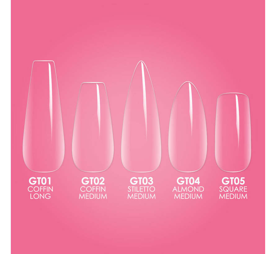 Kiara Sky Gelly Tips KIT - COFFIN SHORT - inclusief lamp!  - Super snel lange nagels op een gemakkelijke manier - de nieuwste uitvinding op het gebied nagelverlenging