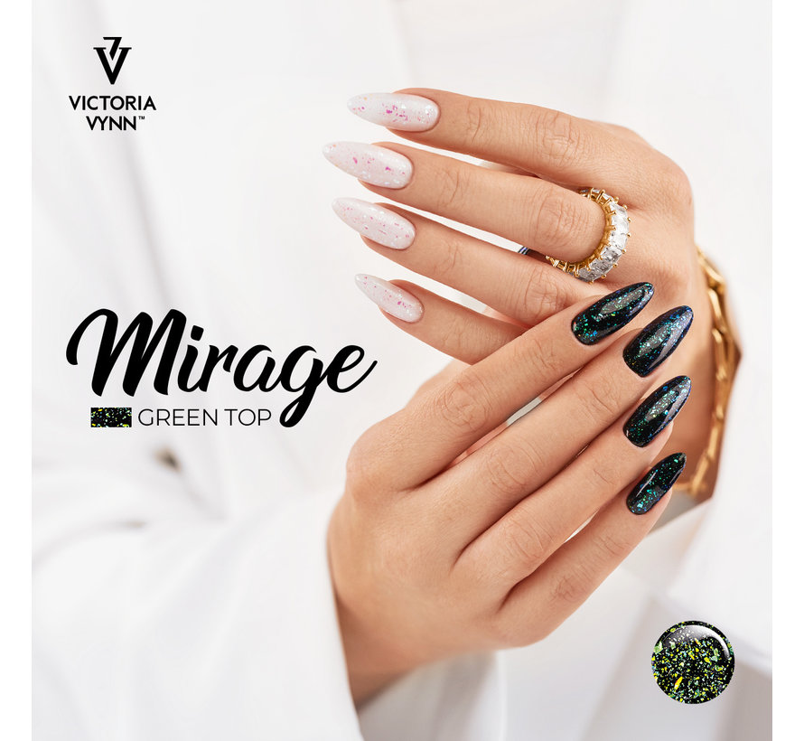 Victoria Vynn | Mirage  Green | Topgel | Topcoat No Wipe | Green Sparkle  | Glitter |  8ML