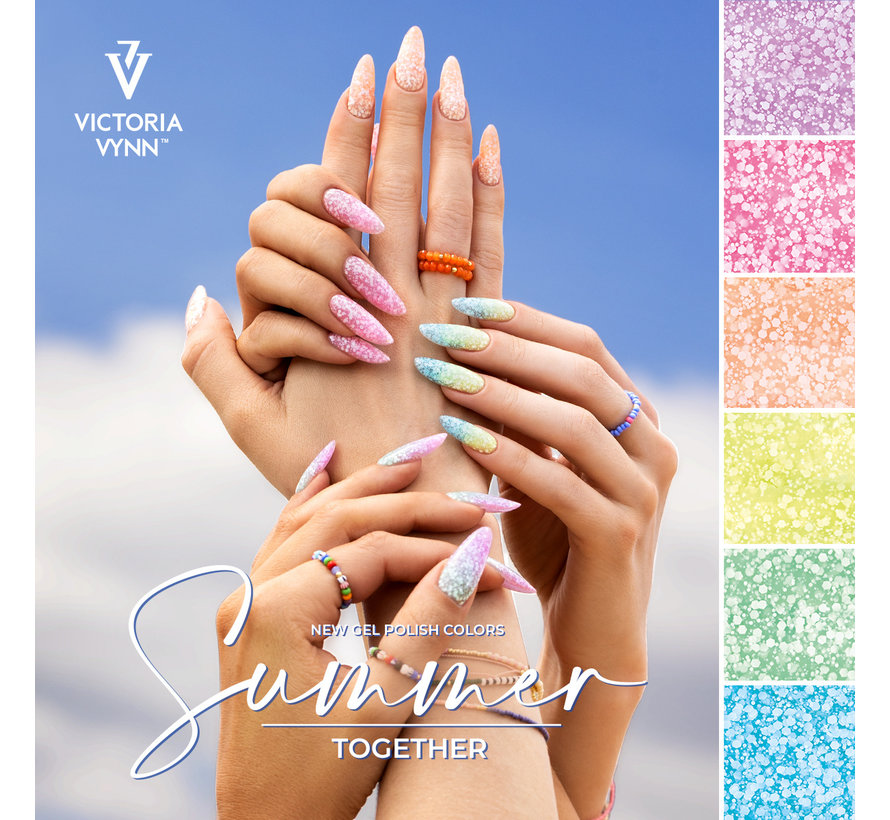 Victoria Vynn Salon Gellak | Summer Together | Raspberry Jelly | 314 | Pastel Roze | Witte Flakes | 8 ml