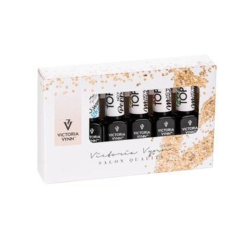 Victoria Vynn  Victoria Vynn Gellak | 5 PACK Gel Polish Tops | Top Gold Mirage, Top Red Mirage, Top Green Mirage, Top Matt Peper, Top Gloss |