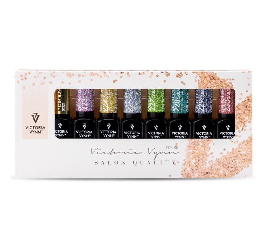 Victoria Vynn Gellak | 8 PACK Carat Collection | Salon Gellak Carat nr. 223 - 225, 227 - 230 + Mega Base Clear |