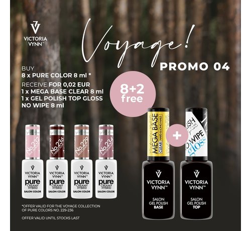 Victoria Vynn   Victoria Vynn Pure Gellak Bundel | Voyage! Collectie | 229 t/m 236 | 8 Nude kleuren + GRATIS Megabase Clear 8ML en  GRATIS Top Gloss 8ML