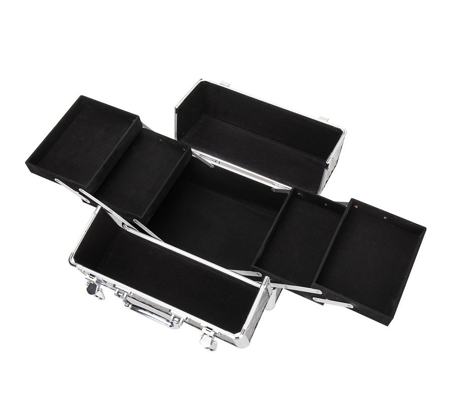 Beautycase - Nagel koffer - Make Up koffer - Zwart Diamond - met super handige indeling voor nagellakken of flesjes - Alleen bij ONS verkrijgbaar