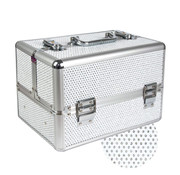 IMPREZZ® Beautycase - Nagel koffer - Make Up koffer - Wit Glitter  - met super handige indeling voor nagellakken of flesjes - Alleen bij ONS verkrijgbaar