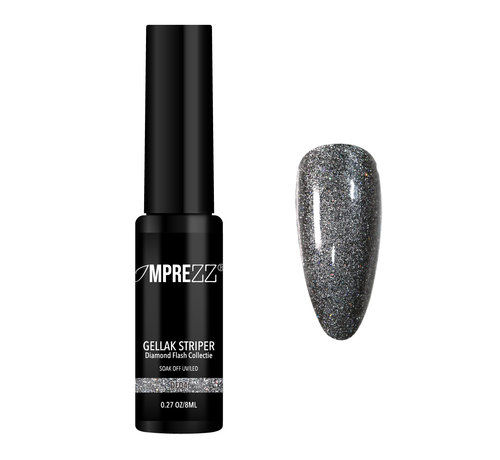 IMPREZZ® IMPREZZ® Gellak Striper DF04 Diamond Flash Zwart Hologram Glitter 8 ML