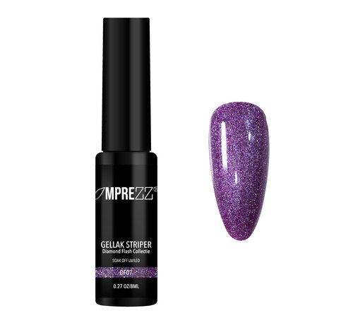 IMPREZZ® IMPREZZ® Gellak Striper DF07 Diamond Flash Donkerpaars Hologram Glitter 8 ML