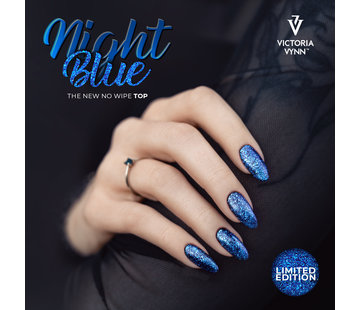 Victoria Vynn  Victoria Vynn™ | Gel Polish Topcoat No Wipe Blue Night | 8 ml | Blauw Glitter