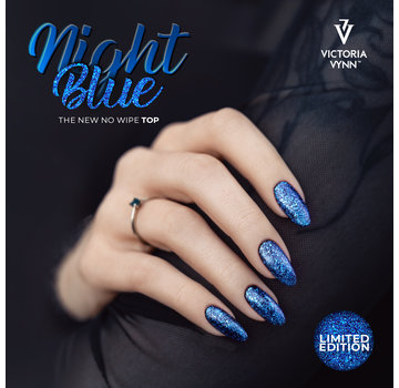 Victoria Vynn  Victoria Vynn™ | Gel Polish Topcoat No Wipe Blue Night | 8 ml | Blauw Glitter