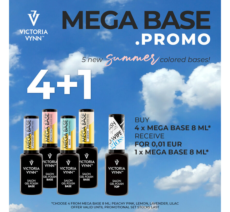 Victoria Vynn™ Gel Polish Mega Base  Colored Collection 4+1 Top Gloss No Wipe 8ml