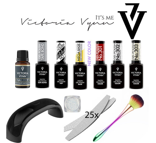 Victoria Vynn  Victoria Vynn Gellak Starterspakket | All you need | 3 Glitter gellak | Supersnelle Lamp! Incl. Nailart pigment