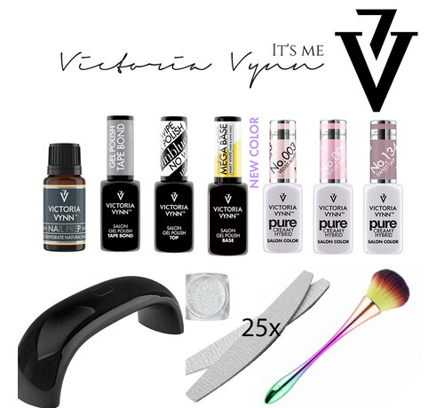 Victoria Vynn  Victoria Vynn Gellak Starterspakket | Nude Pink | 3 kleuren | Supersnelle Lamp! Incl. Nailart pigment