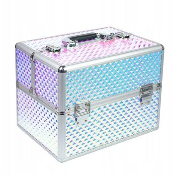 IMPREZZ® Beautycase - Nagel koffer - Make Up koffer L Formaat - Hologram Unicorn Rainbow Design Paars /Roze 1 - dit model is zeer geschikt om een UV of LED lamp in mee te nemen - Alleen bij ONS verkrijgbaar