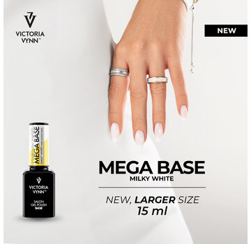 Victoria Vynn  Rubber Base | Victoria Vyn Gel Polish Mega Base | Hard & Long Nails | Milky White 15 ml.