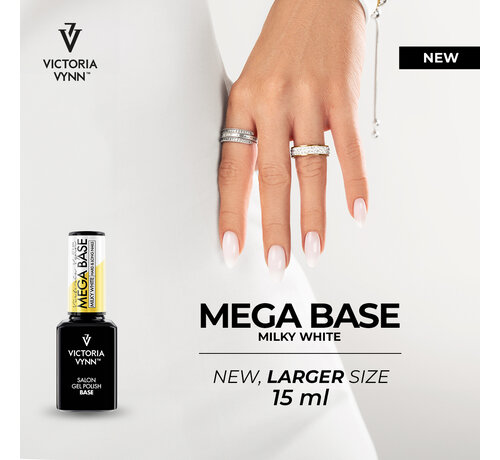 Victoria Vynn  Rubber Base | Victoria Vyn Gel Polish Mega Base | Hard & Long Nails | Milky White 15 ml.