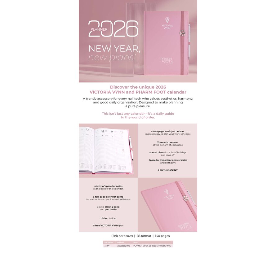 Victoria Vynn Agenda 2026 ENG - Roze - Alleen in pre order te bestellen!