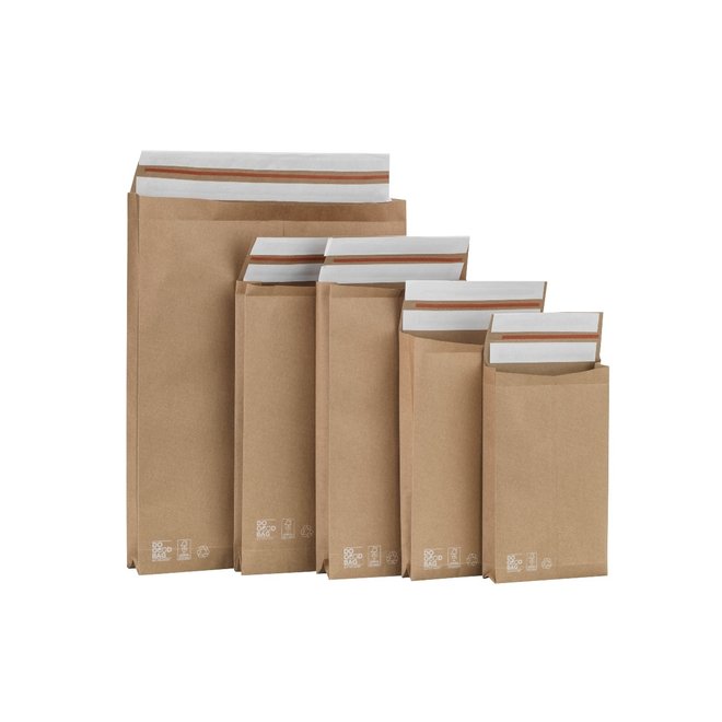 Papieren verzendzakken - do good bag - 250 x 430 x 80 mm - 135g - met retourstrip - 100 stuks