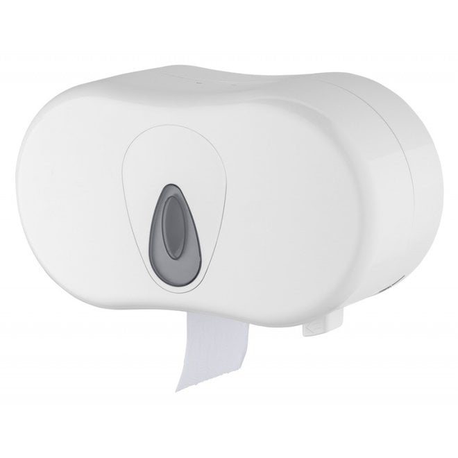 Toiletpapier dispenser duo traditioneel - wit - kunststof - 18 x 26 x 14 cm