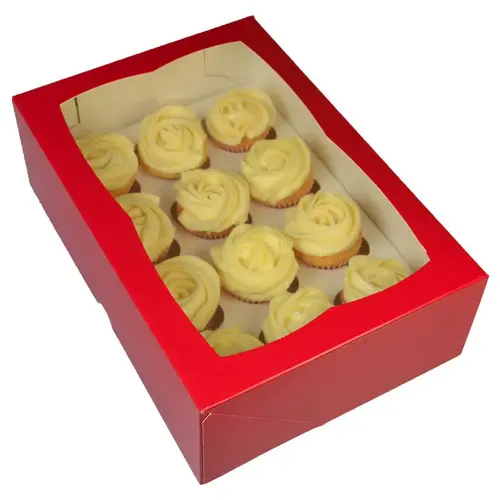 Rode doos voor 12 minicupcakes (per 25 stuks)