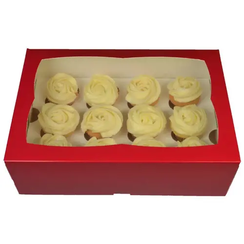 Rode doos voor 12 minicupcakes (per 25 stuks)