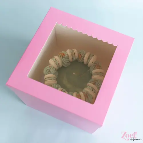 Cupcakedozen.nl Candy pink tall cake box - 280 x 280 x 280 mm + shop window (10 pieces)