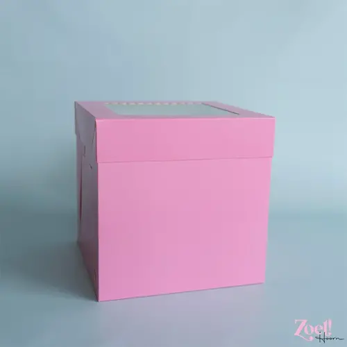 Cupcakedozen.nl Candy pink tall cake box - 280 x 280 x 280 mm + shop window (10 pieces)