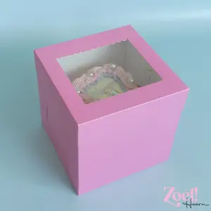 Cupcakedozen.nl Pink tall cake box 25x25x25 - shop window (10 pcs)