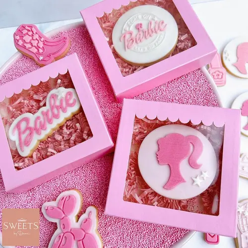 Cupcakedozen.nl Candy pink cookie box - 115 x 115 x 25 mm + shop window (10 pieces)