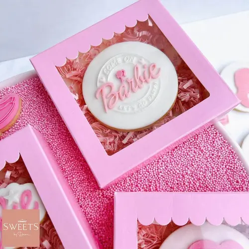 Cupcakedozen.nl Candy pink cookie box - 115 x 115 x 25 mm + shop window (10 pieces)