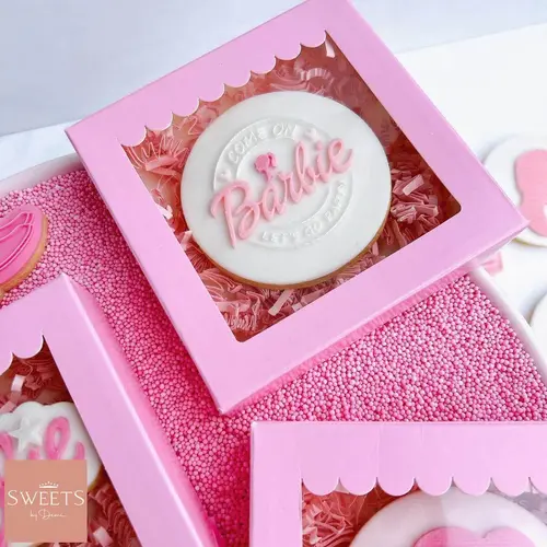 Cupcakedozen.nl Untersetzer rosa Cookie Boxen - 115 x 115 x 25 mm + Schaufenster (10 Stück)