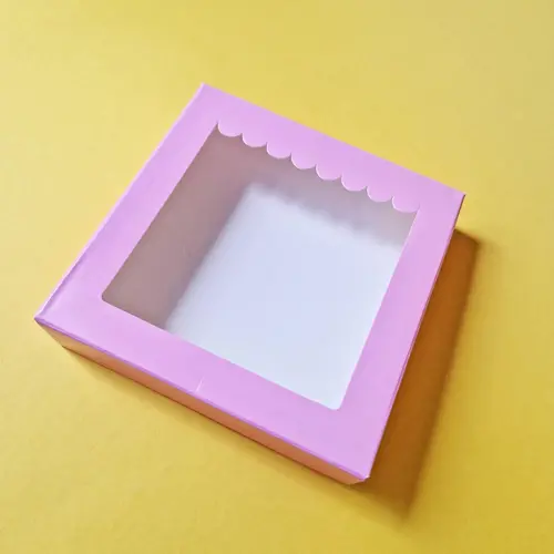 Cupcakedozen.nl Candy pink cookie box - 115 x 115 x 25 mm + shop window (10 pieces)