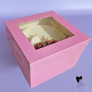 Cupcakedozen.nl Pink cake box 20x20x15 - shop window (10 pcs)