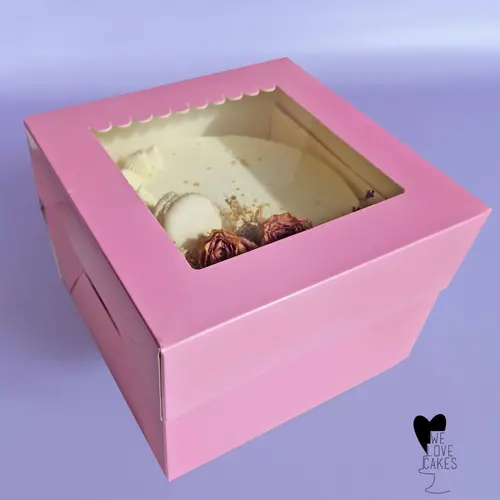 Cupcakedozen.nl Rosa Tortenbox 20x20x15 - Schaufenster (10 Stück)