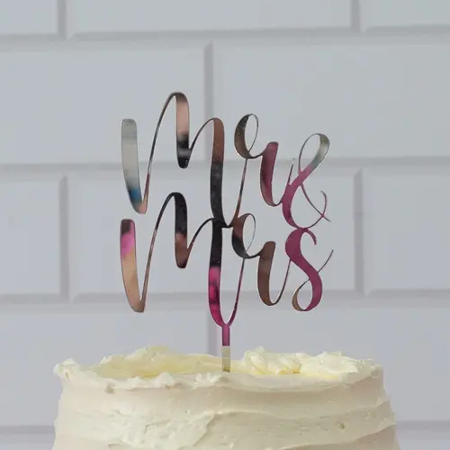 The Cookie Cutter Acryl taart topper "Mr & Mrs" in diverse kleuren