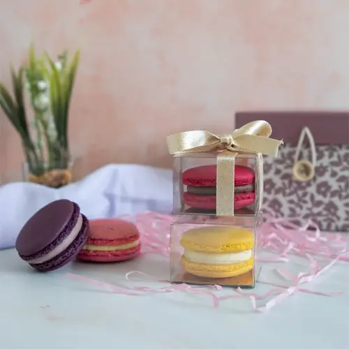 Cupcakedozen.nl Gift box for single macaron with black/gold cardboard insert (25 pieces)