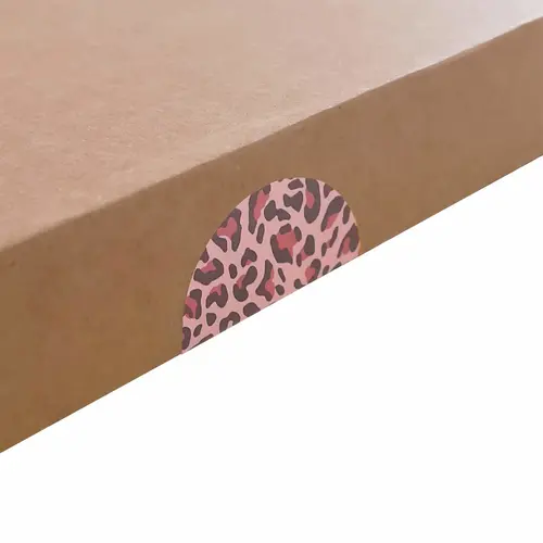 Cupcakedozen.nl Seal sticker panther print pink + perforated line (Ø40 mm - 1000 pieces)