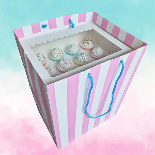 Cupcakedozen.nl Sturdy, reusable bag in sweet colours measuring 355 x 300 x 450 mm (25 pieces)