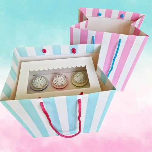 Cupcakedozen.nl Stevige, herbruikbare tas in zoete kleuren van 30 x 20 x 35 cm (25 stuks)