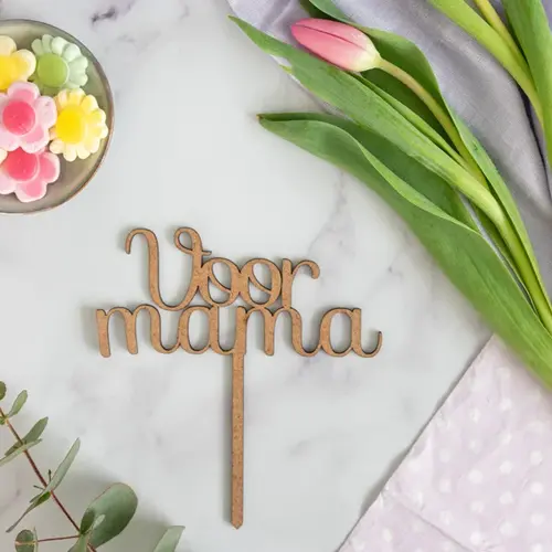 Cupcakedozen.nl Cake toppers MDF - Voor mama (5 stuks)