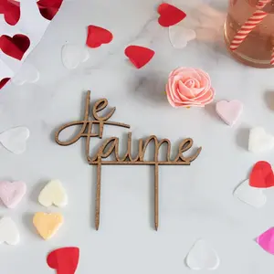 Cupcakedozen.nl Cake Toppers Holz - Je t'aime (5 Stück)