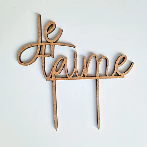 Cupcakedozen.nl Cake Toppers Holz - Je t'aime (5 Stück)