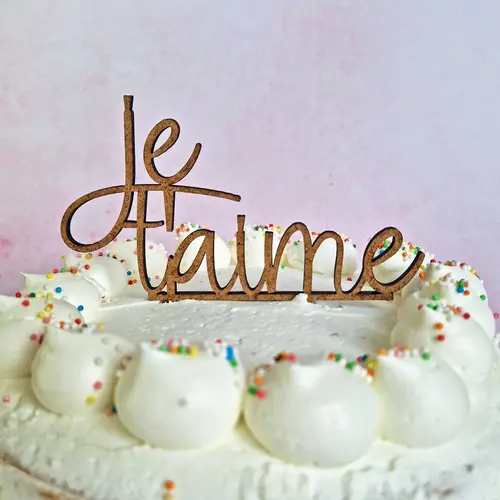 Cupcakedozen.nl Cake toppers MDF - Je t'aime (5 stuks)