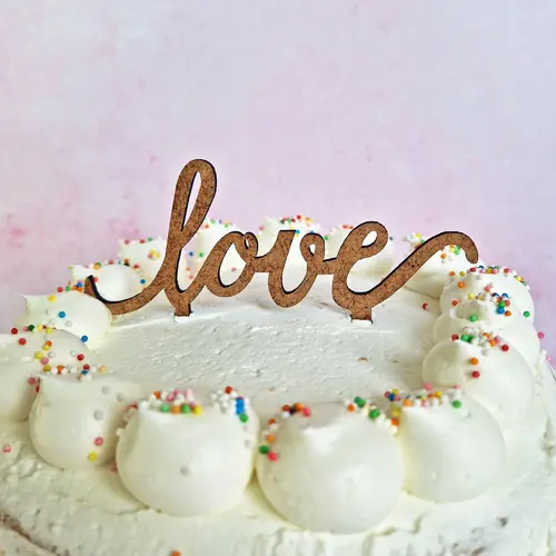 Cupcakedozen.nl Cake toppers MDF - Love (5 stuks)