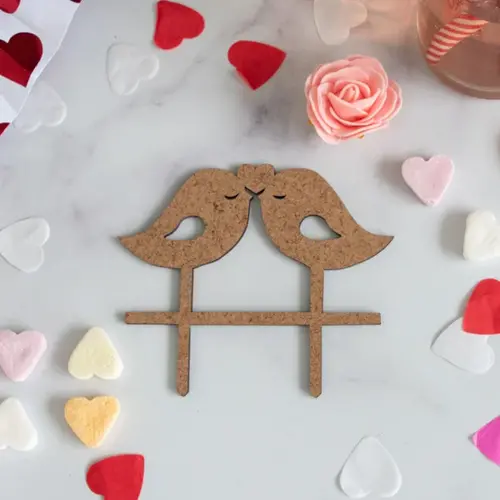 Cupcakedozen.nl Cake toppers MDF - Love Birds (5 pieces)