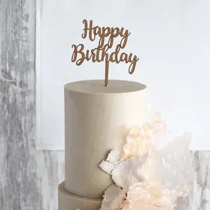 Cupcakedozen.nl Cake Toppers Holz - Happy Birthday (5 Stück)