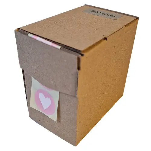 Cupcakedozen.nl Etiket - Roze hartje klein (500 stuks op rol)